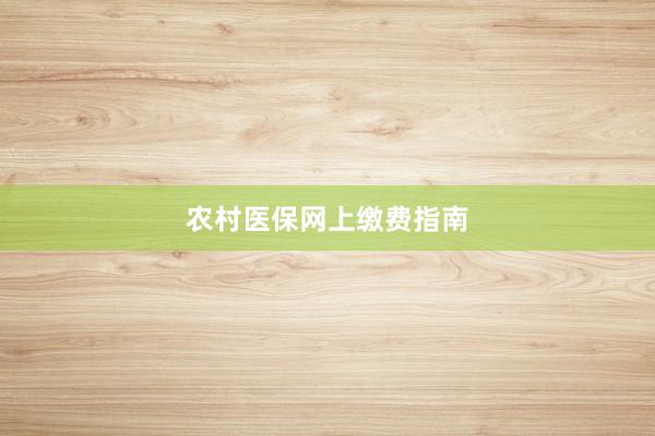 农村医保网上缴费指南